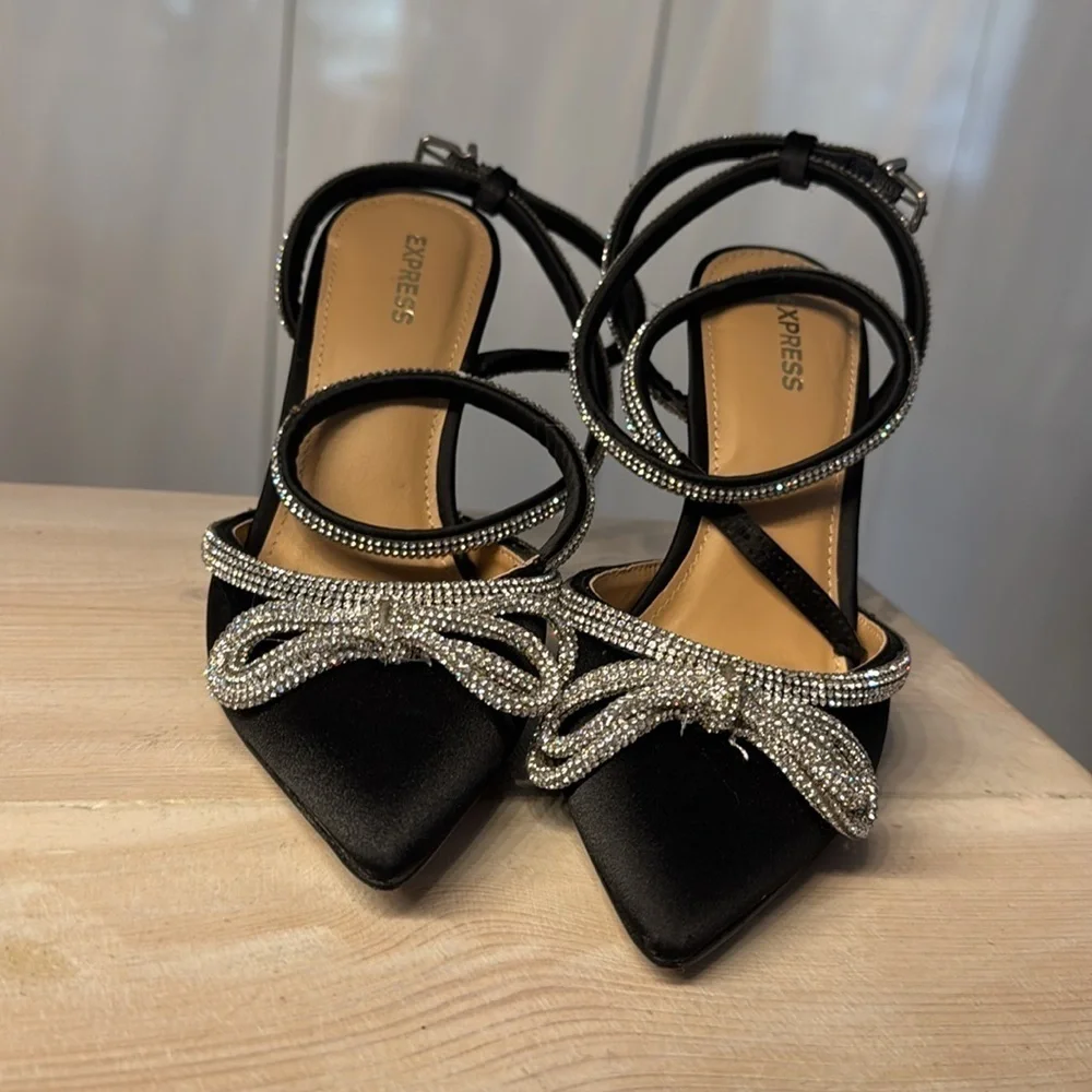 Express strappy rhinestone heels